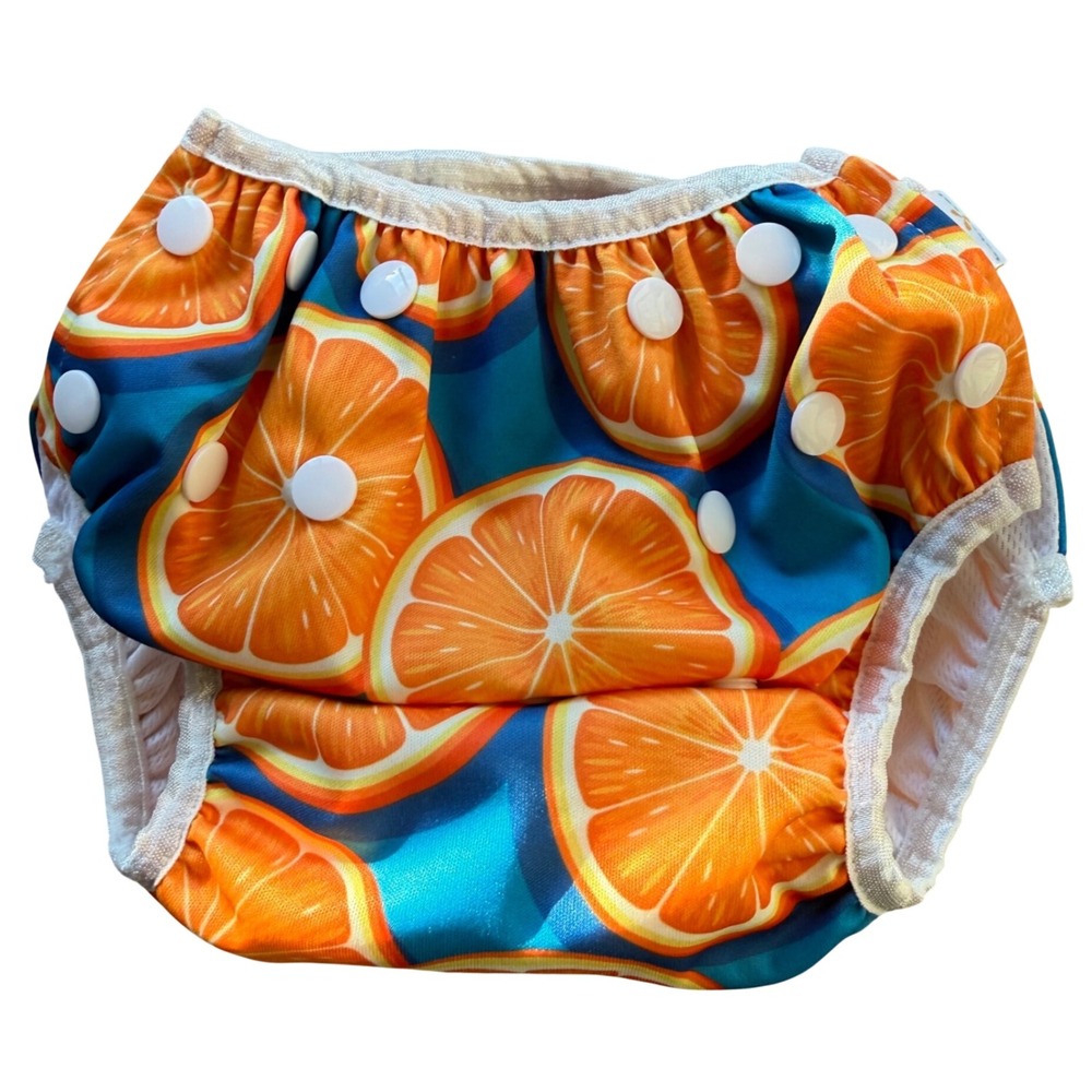 Babygoal Reusable Cloth Diaper One Size‎ Citrus Orange Print Snap Closure